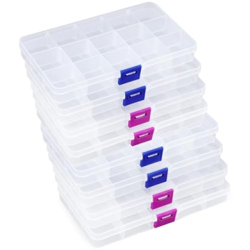 Opret 15 Girds Bead Organizer Set of 8, Earring Organizer Box with Adjustable Dividers, Perfect for ...