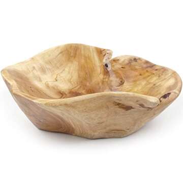 EWEIGEER Hand-Carved Wooden Salad Bowl for Unique Serving