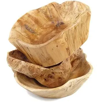 EWEIGEER Hand-Carved Wooden Salad Bowl for Unique Serving