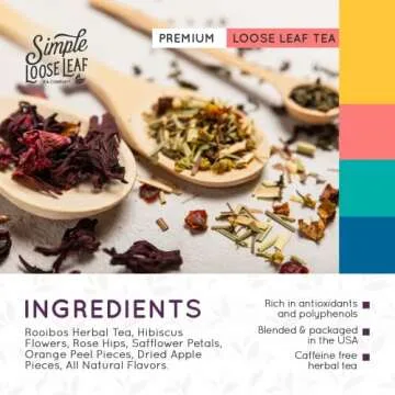 Simple Loose Leaf Blood Orange Herbal Tea - Caffeine-Free, Organic Loose Leaf Herbal Tea | Light & Earthy Citrus Flavor | All-Natural, Hand Packaged in USA, 4 oz