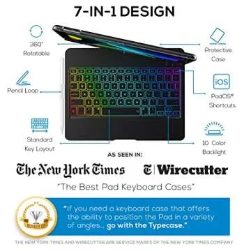iPad Keyboard Case for 10.2 inch iPad 2021 9th & 8th & 7th Gen, Air 3, Pro 10.5 in 11 Colors - 10 Co...