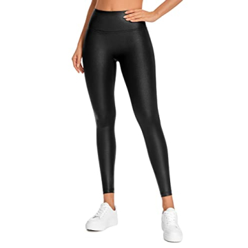 CRZ YOGA Butterluxe Matte Faux Leather Leggings for Women - High Waist Stretch Tights