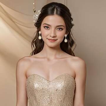 BriLove Gold-Toned Dangle Earrings for Women Wedding Bridal Fashion Crystal Teardrop Infinity Earrings Champagne.