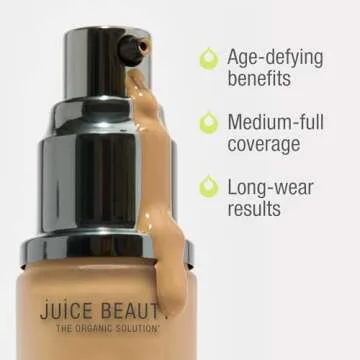 Juice Beauty Phyto-Pigments Flawless Serum Foundation - 14 Sand - 30 mL - Medium-to-Full, Long-Lasting Coverage - Reduces Look of Wrinkles + Pores - Vegan, Cruelty Free