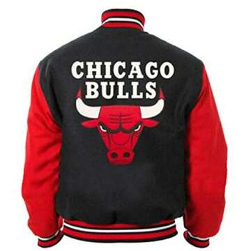 Vintage Letterman basketball Red & Black Wool/Fleece Varsity Bomber Red Bulls Jacket for Men (2XL, Wool)