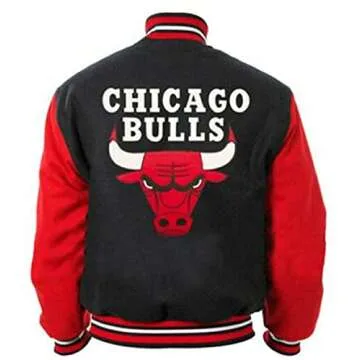 Vintage Letterman basketball Red & Black Wool/Fleece Varsity Bomber Red Bulls Jacket for Men (2XL, Wool)