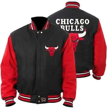Vintage Letterman basketball Red & Black Wool/Fleece Varsity Bomber Red Bulls Jacket for Men (2XL, Wool)