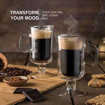 Luigi Bormioli Double Walled Irish Coffee Mugs - 8½ Oz (2 Pack) Insulated Tea Glasses, Drinking Gla...