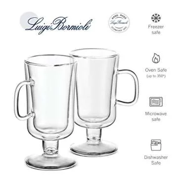 Luigi Bormioli Double Walled Irish Coffee Mugs - 8½ Oz (2 Pack) Insulated Tea Glasses, Drinking Glasses, for Latte, Espresso, Cappuccino, Desert Dish, Thermal Shock Resistant, for Hot - Cold Beverages