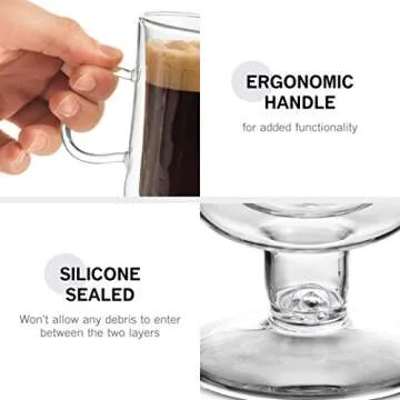 Luigi Bormioli Double Walled Irish Coffee Mugs - 8½ Oz (2 Pack) Insulated Tea Glasses, Drinking Glasses, for Latte, Espresso, Cappuccino, Desert Dish, Thermal Shock Resistant, for Hot - Cold Beverages