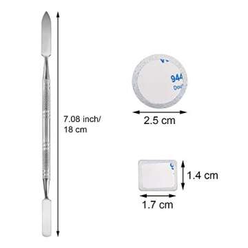 Sumind 101 Pieces Metal Stickers for Eyeshadow Palette Set, Includes 1 Makeup Depotting Tool, 50 Pieces Square Adhesive Empty Palette Metal Stickers and 50 Pieces Round Makeup Colorful Palette Sticker