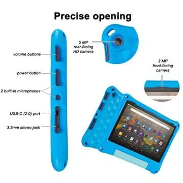 Fire HD 10 Tablet Case for Kids (2021/2023 Release, 11th/13th Generation), Oqddqo Amazon Kindle 10 Plus Case, Specially Strengthened Four-Corner Double-Layer Shock with Bracket(Blue)