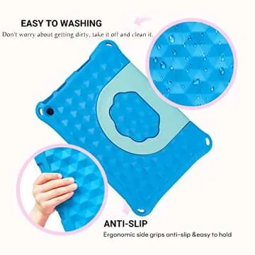 Fire HD 10 Tablet Case for Kids (2021/2023 Release, 11th/13th Generation), Oqddqo Amazon Kindle 10 Plus Case, Specially Strengthened Four-Corner Double-Layer Shock with Bracket(Blue)