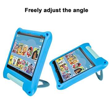 Fire HD 10 Tablet Case for Kids (2021/2023 Release, 11th/13th Generation), Oqddqo Amazon Kindle 10 Plus Case, Specially Strengthened Four-Corner Double-Layer Shock with Bracket(Blue)