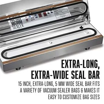 Weston Brands Vacuum Sealer Machine for Food Preservation & Sous Vide, Extra-Wide Bar for Sealing Bags up to 15" Wide, 935 Watts, Commercial Grade Pro 3000, Programmable LED Controls, Stainless Steel
