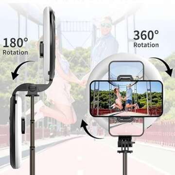 BoxWave Stand and Mount Compatible with Samsung Galaxy A12 - RingLight SelfiePod, Selfie Stick Extendable Arm with Ring Light - Jet Black