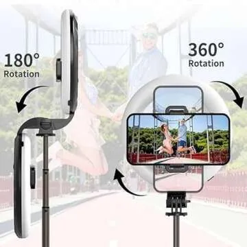 BoxWave Stand and Mount Compatible with Samsung Galaxy A12 - RingLight SelfiePod, Selfie Stick Extendable Arm with Ring Light - Jet Black