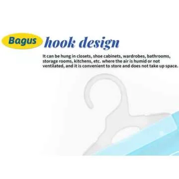 Bagus Hanging Moisture Absorber Bags - Fragrance-Free Dehumidifier for Closets, Bathrooms, RVs, Boats, and Storage Spaces, Compact Design with 12.5 Oz High-Capacity Absorption.