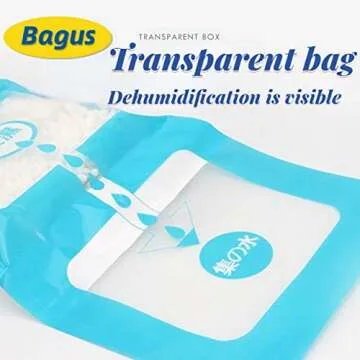 Bagus Hanging Moisture Absorber Bags - Fragrance-Free Dehumidifier for Closets, Bathrooms, RVs, Boats, and Storage Spaces, Compact Design with 12.5 Oz High-Capacity Absorption.