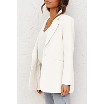 Women's Oversized Casual Blazer Cream White Office Jacket