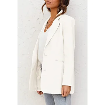 Women's Oversized Casual Blazer Cream White Office Jacket