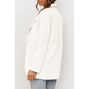 Women's Oversized Casual Blazer Cream White Office Jacket