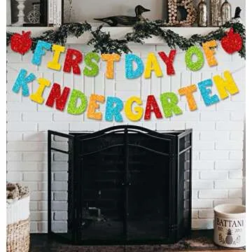 CAVLA Colorful Glittery First Day of Kindergarten Banner