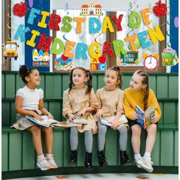 CAVLA Colorful Glittery First Day of Kindergarten Banner