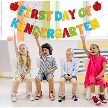 CAVLA Colorful Glittery First Day of Kindergarten Banner