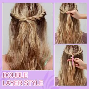 TsMADDTs Hair Loop Tool Set, 6Pack with 2Pairs French Braid Tool Loop 2Pcs Rat Tail Comb for Hair Styling, Purple&Pink