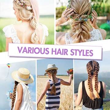 TsMADDTs Hair Loop Tool Set, 6Pack with 2Pairs French Braid Tool Loop 2Pcs Rat Tail Comb for Hair Styling, Purple&Pink