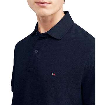 Tommy Hilfiger Men's Polo Shirt Classic Fit, Navy, Large