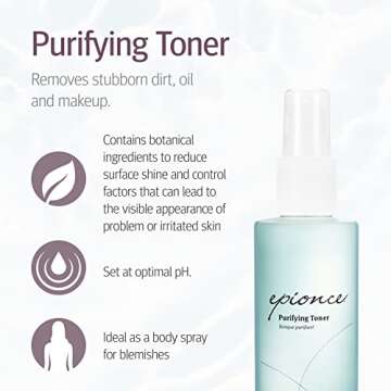 Epionce Purifying Toner - Facial & Body Toner for Problem Skin, Cleanses Dirt, Oil & Makeup with Wil...