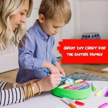 The Eggmazing Egg Decorator Easter Egg Decorator Kit - Arts and Crafts Set - Includes Egg Decorating Spinner and 8 Colorful Quick Drying Non Toxic Markers (Spring Green)