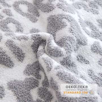 MH MYLUNE HOME Ultra Soft Leopard Throw Blanket (50x60 inches) Microfiber Blanket Plush Warm Reversible Cheetah Blanket Snow Leopard Pattern Throw for Couch Bed Sofa - White Gray, 50"x60"