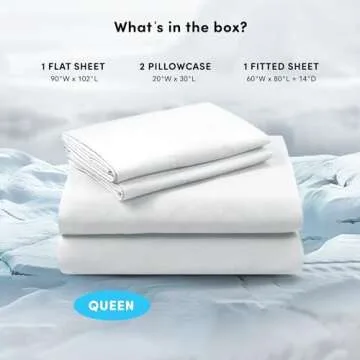 Comfort Spaces Queen Cooling Sheets, Moisture Wicking Coolmax Sheets, Soft, Colorfast Sheet Set, Cooling Bed Sheets For Hot Sleepers, Elastic Deep Pocket Fits Up to 16" Mattress, Queen White 4 Piece