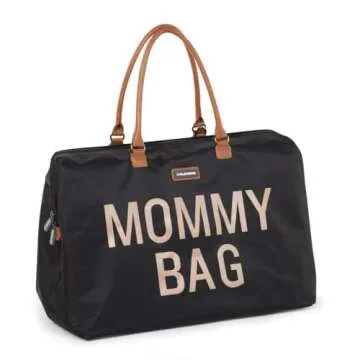 Childhome The Original Mommy Bag, Large Baby Diaper Bag, Mommy Hospital Bag, Large Tote Bag, Mommy Travel Bag, Baby Bag Tote, Pregnancy Must Haves (Black Gold)