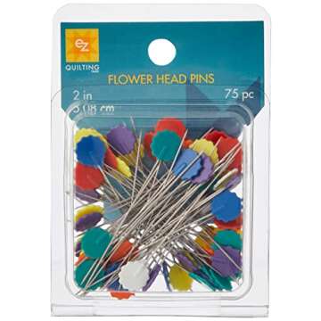 Wrights 881428 Flower Head Multicolor Pins, 75-Pack for Crafting & Sewing