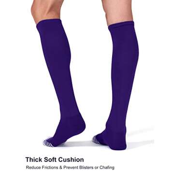 FITRELL 2 Pack Baseball Soccer Softball Socks for Kids Youth Men & Women Over-the-Calf Knee High Socks Sports Tube Socks, nfl, Purple, Medium