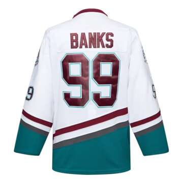 Mighty Ducks Movie Ice Hockey Jersey 99# Admn Banks Conway Stitched Letters and Numbers