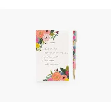 RIFLE PAPER CO. Juliet Rose Writing Pen, 5.375" L, 0.5 mm Rollerball Tip, Stainless Steel Body with ...
