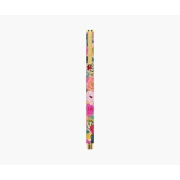 RIFLE PAPER CO. Juliet Rose Writing Pen, 5.375" L, 0.5 mm Rollerball Tip, Stainless Steel Body with Brass Accents, Office and School Supplies for Stationery, Notes, and Art
