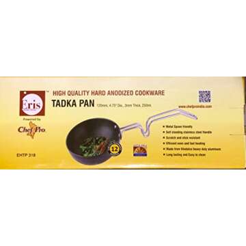 Eris Hard Anodized Mini Fry Pan/Tadka Pan, Black, 4.75"