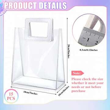 15 Pack Clear Gift Bags with Handles Transparent PVC Gift Bag Heavy Duty Gift Wrap Bags Large Reusab...