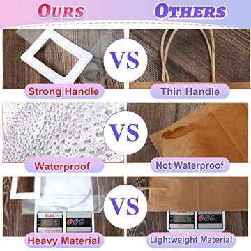 15 Pack Clear Gift Bags with Handles Transparent PVC Gift Bag Heavy Duty Gift Wrap Bags Large Reusable Plastic Bags for Bridal Party Baby Shower Wedding Birthday Shopping Bag (7 x 8 x 4 Inch, White)