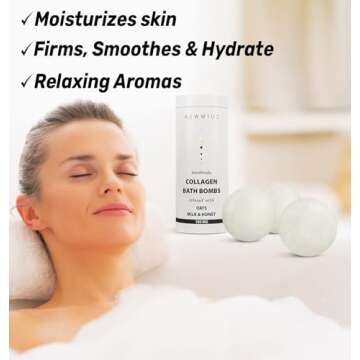Creamy Collagen Bubble Bath Bombs Infused with Oatmeal Milk & Honey Essential Luxurious Bath Additiv...