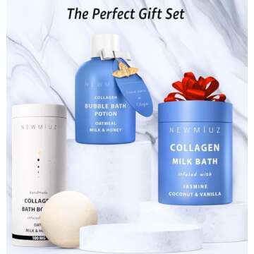 Creamy Collagen Bubble Bath Bombs Infused with Oatmeal Milk & Honey Essential Luxurious Bath Additives for Dry Skin Nourishment Indulge In A Blissful Bathing Spa Experience With Your Relaxing Gift Set