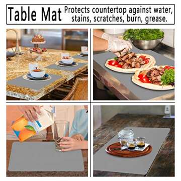 Gartful 3Pack Silicone Sheet for Crafts, Resin Jewelry Casting Molds Mat, Food Grade Silicone Placemat, Multipurpose Table Protector, Nonstick Nonskid Heat-Resistant, Black&Gray&Beige (15.7x11.8inch)