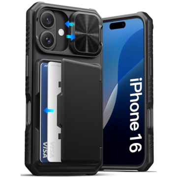 ATATOO iPhone 16 Case with RFID Blocking Card Holder & Camera Cover