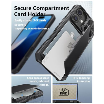 iPhone 16 Case with RFID Blocking Card Holder